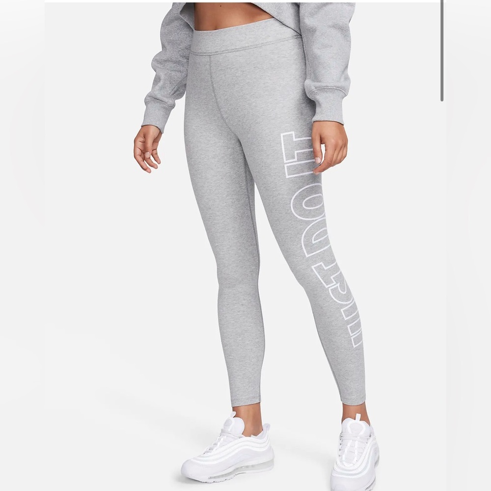 NWT Nike Logo High Waist Leggings Grey Medium